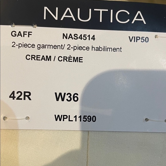 Nautica Modern Fit Stretch Cotton Cream 2 Piece Suit - NWT - Picture 5 of 9